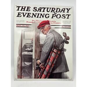 Norman Rockwell The Saturday Evening Post Golf Theme Tin Sign Reproduction